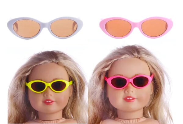 18" doll sunglasses white, pink, yellow, hot pink