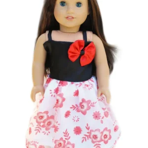 18" doll party dress in red, black and white.
