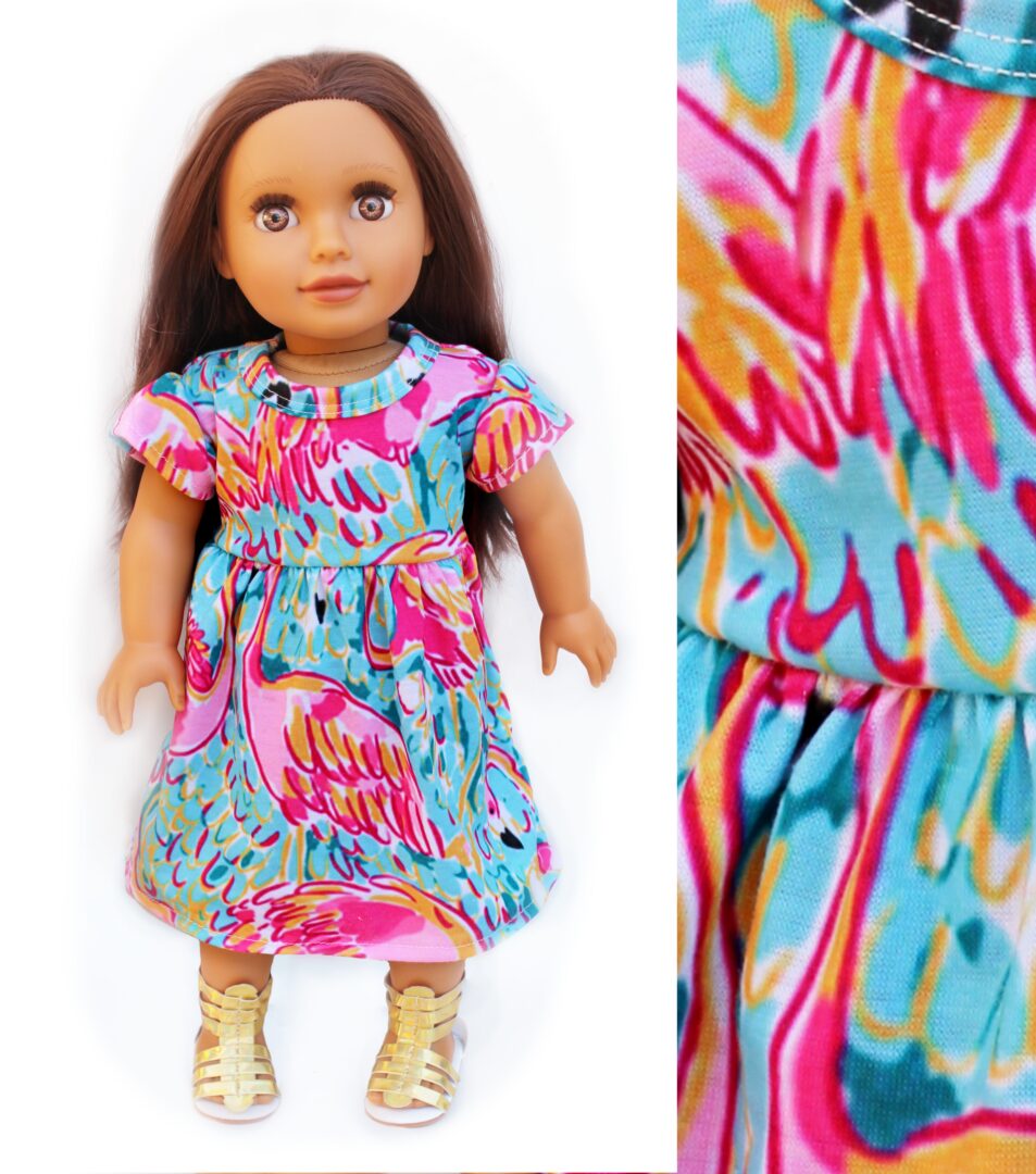 18 inch fits American Girl doll dresses flamingo print