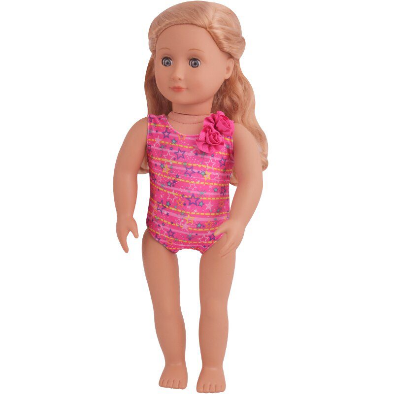 18" doll pink swimsuit with stars.