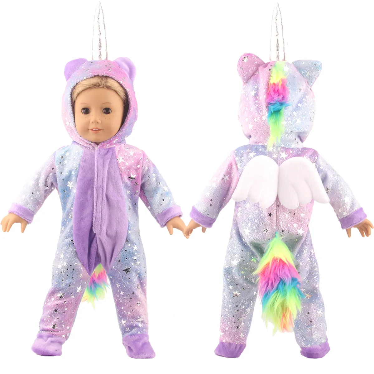 18" doll purple pegasus unicorn pajamas