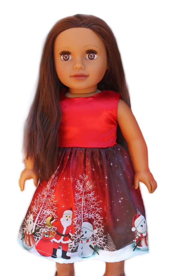 18" Doll Red Christmas Dress.