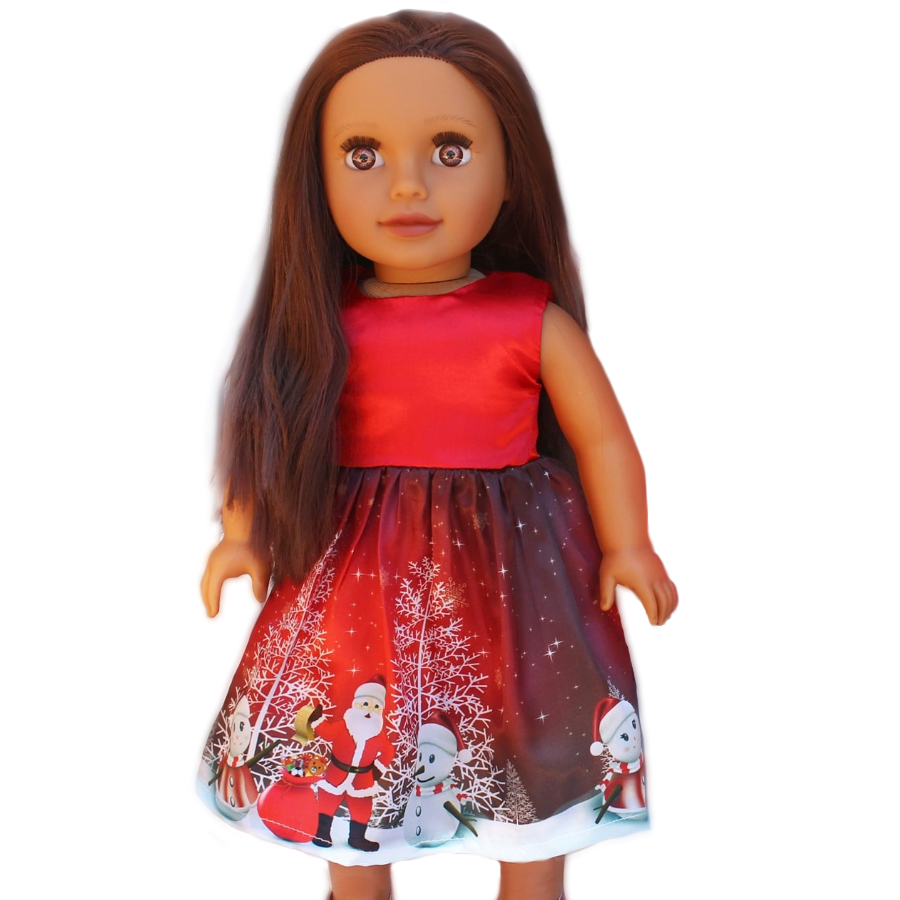 18 inch doll red Christmas Dress fits American Girl