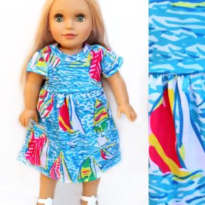 18 inch doll dresses, sailboat print