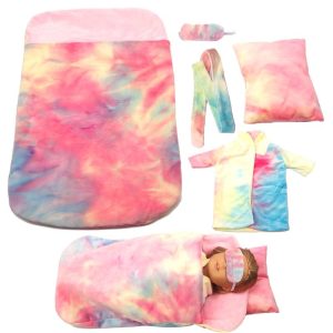 18" doll rainbow sleeping bag set