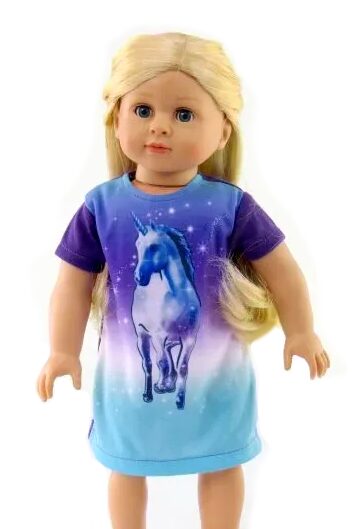 18" doll unicorn nightgown