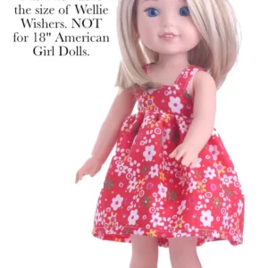 Fits Wellie Wishers dolls red dress
