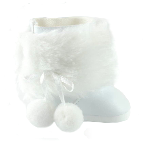 American Fashion World White Boots with Removable Faux Fur -18" Dolls. Fits American Girl Dolls