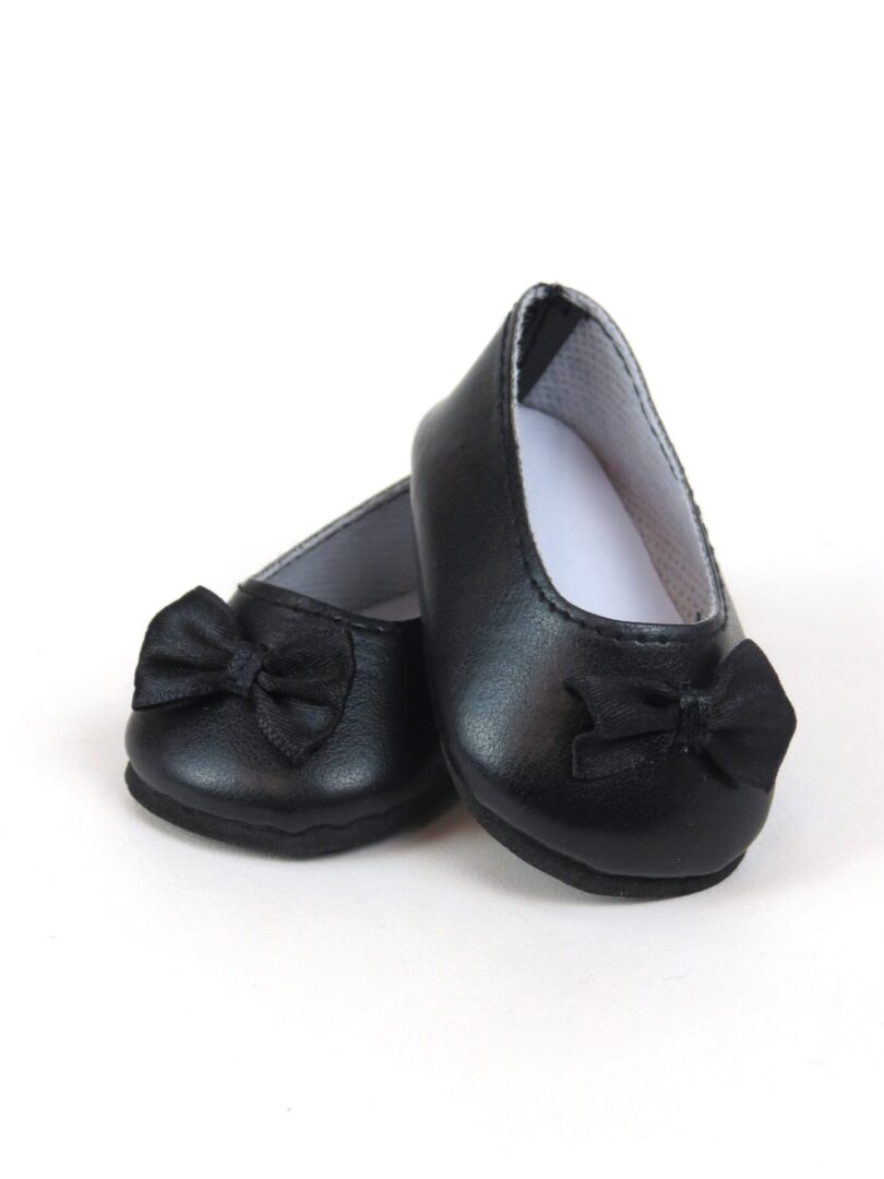 - 18" doll shoes black bow flats