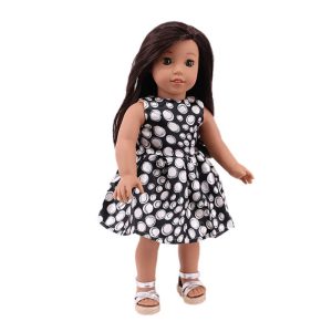 FIVE DOLLAR SALE - Black dot print dress for 18 inch dolls