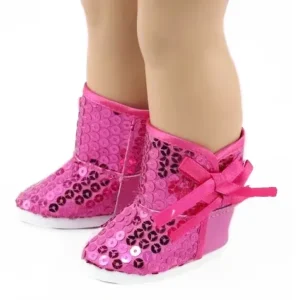 Fall and Winter 18 inch doll boots in hot pink sequin