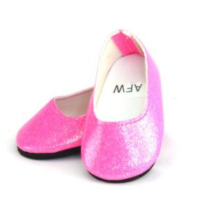 18" doll shoes pink glitter flats