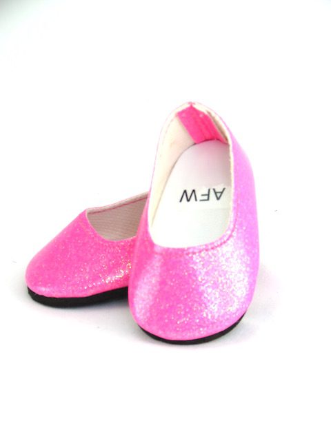 18" doll shoes pink glitter flats