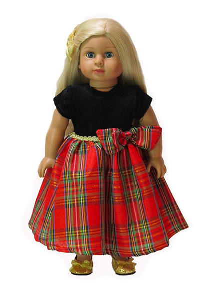 18 inch doll plaid Christmas dress