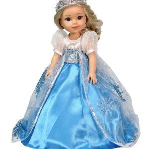 Fits Wellie Wishers ice princess gown with crown. 14.5" doll princess dress outfit.