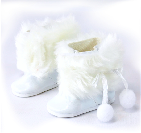 14.5" doll white winter boots