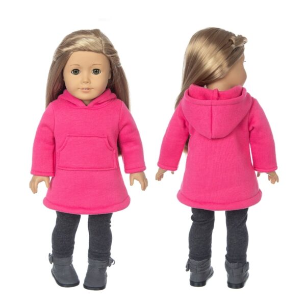 Light pink hoodie with leggings for 18 inch dolls.