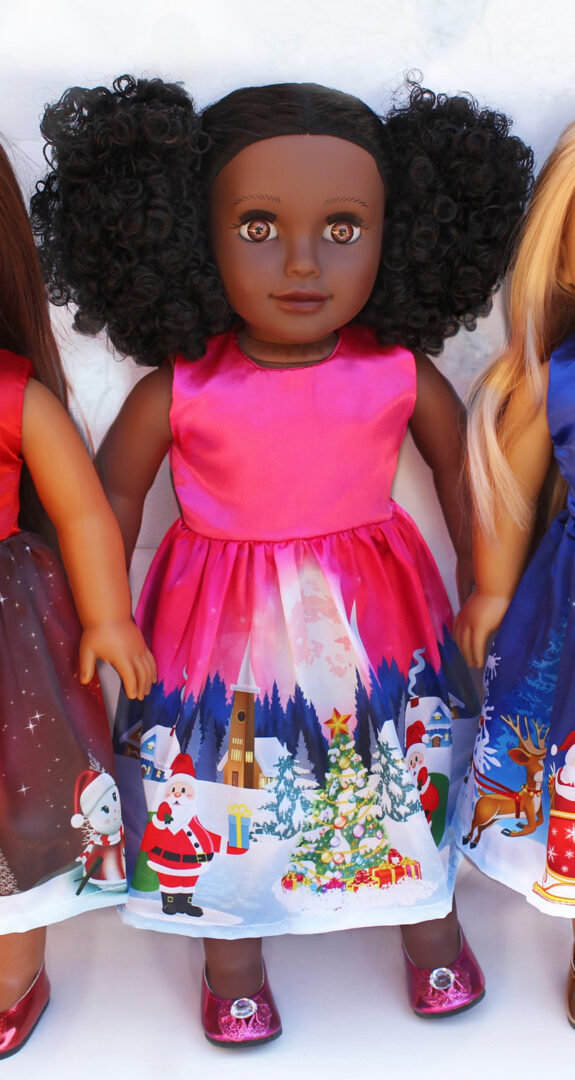 fits american girl doll pink Christmas dress