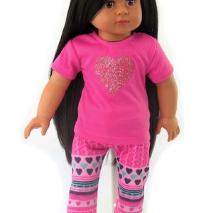 18" doll clothing - pink heart top and pants by American Fashion World
