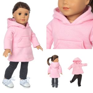 Light pink hoodie with leggings for 18 inch dolls.