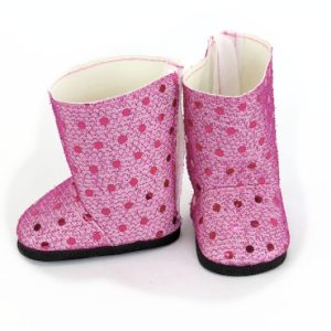 18 inch doll pink sequin boots