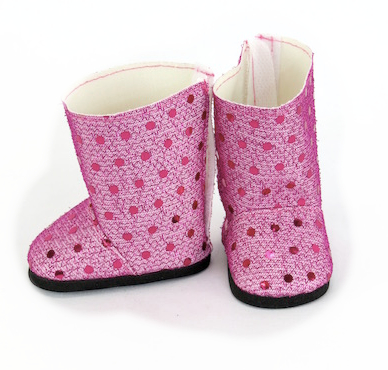 18 inch doll pink sequin boots