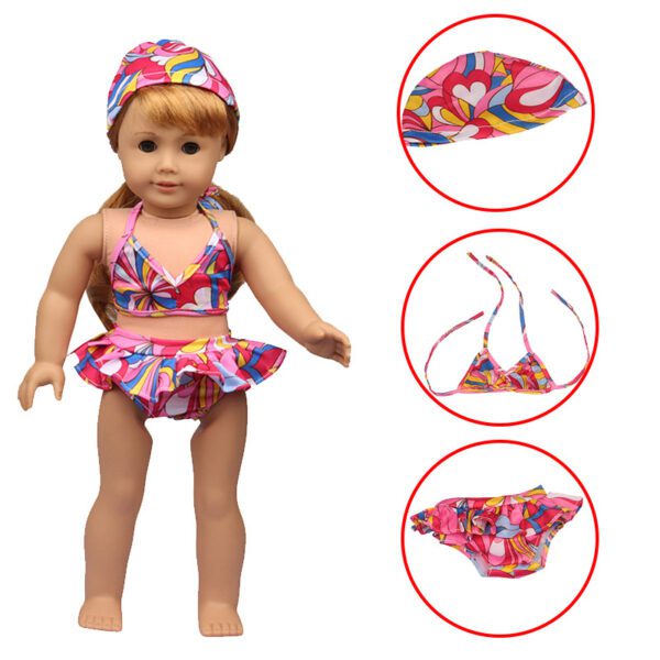 FIVE DOLLAR SALE 18" doll swimsuit - swirl bikini with swim hat