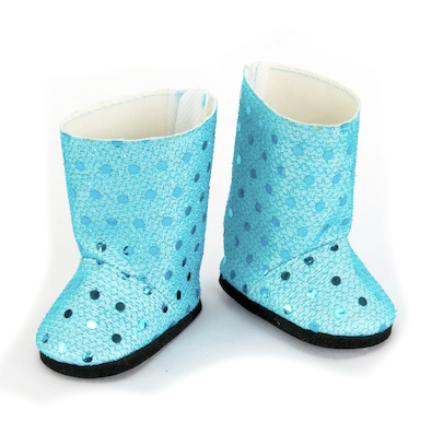 18 inch doll teal sequin boots