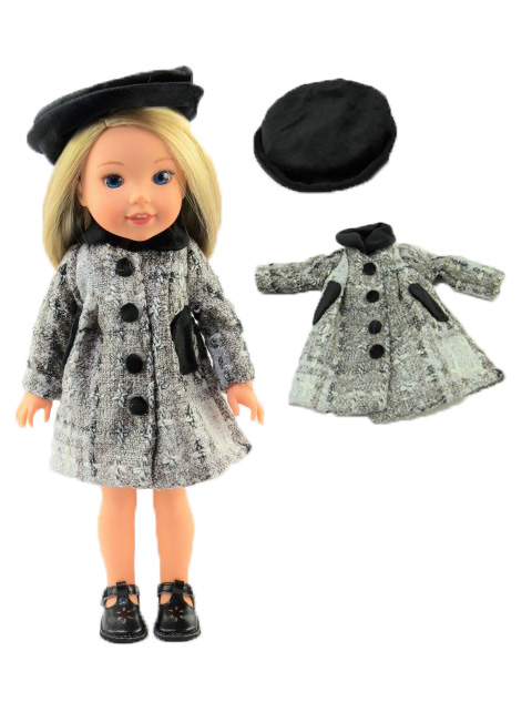 Smaller doll (Wellie size) 14.5" doll silver coat with hat