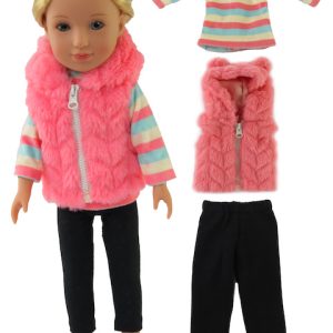 wellie wisher pink fuzzy vest outfit