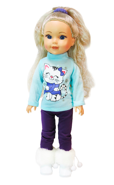 14.5" doll cute snowflake kitty tee and leggings.