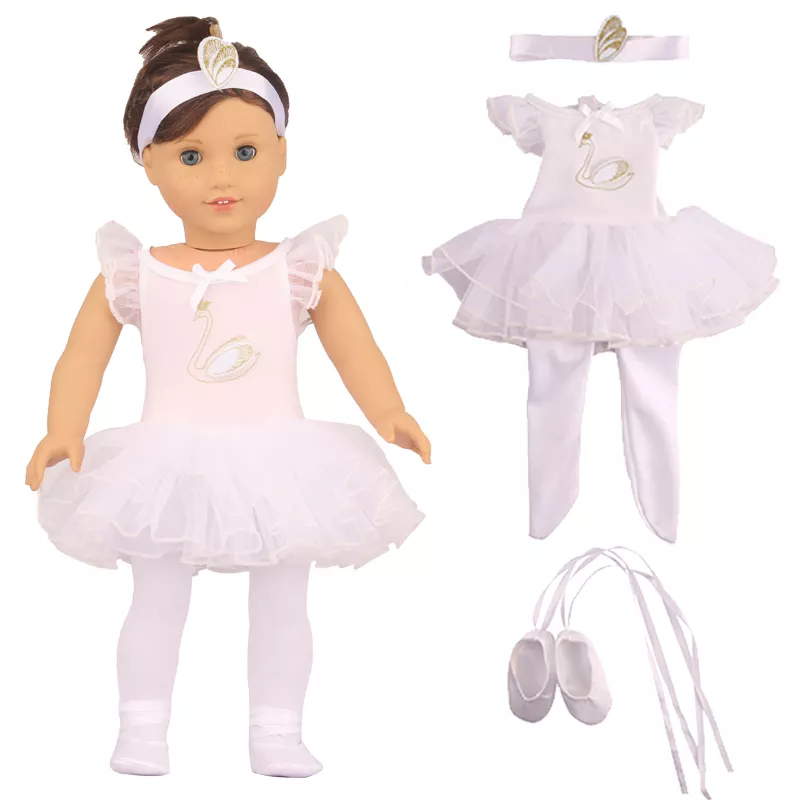 18 INCH DOLL WHITE BALLET OUTFIT