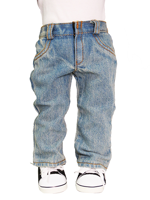 18" boy doll clothes light fade denim jeans