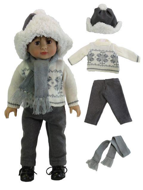18" boy doll clothes Winter Outfit with hat and scarf