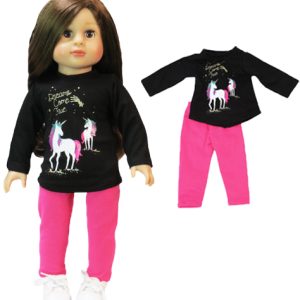 18" doll clothes dreams come true unicorn tee and pants by American Fashion World