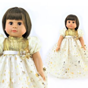 18 inch doll gold star gown