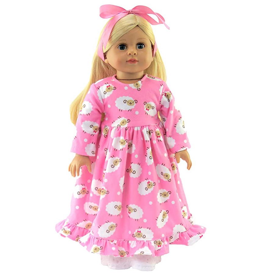American Fashion World Pink Lamb Nightgown Pajamas Made for 18 inch Dolls Compatible with American Girl Dolls