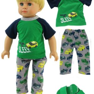 18" boy doll clothes Racecar pajamas with slippers