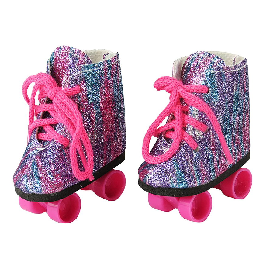 American Fashion World doll clothes 18" doll rainbow roller skates fits American Girl doll skates