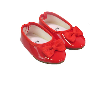 18 inch doll red bow shoes