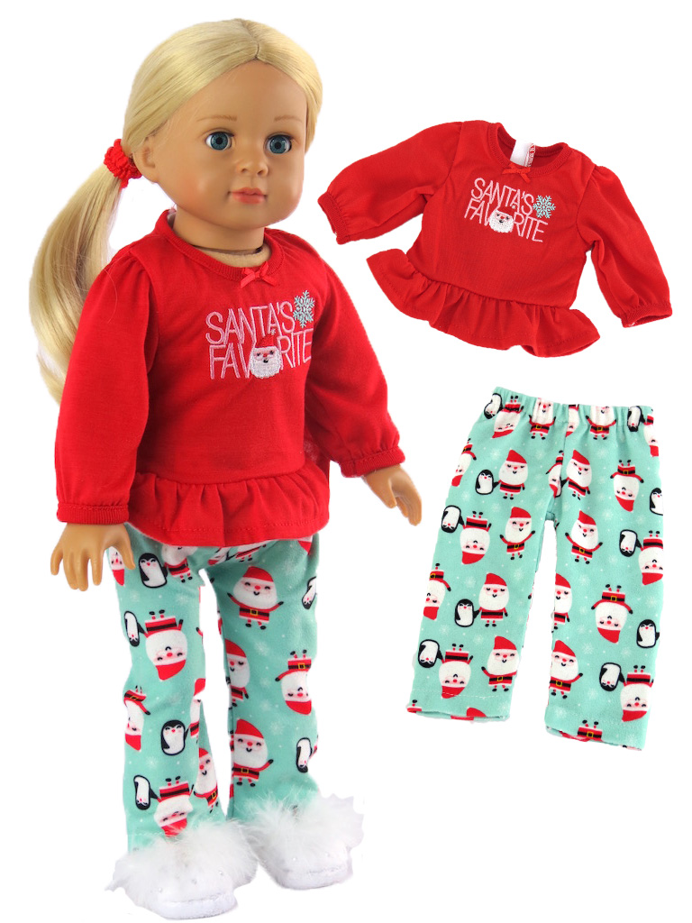 Cute 18" doll Santa's favorite pajamas.