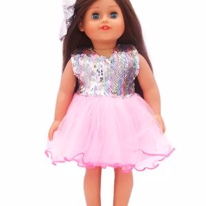 18 inch doll silver and pink dress