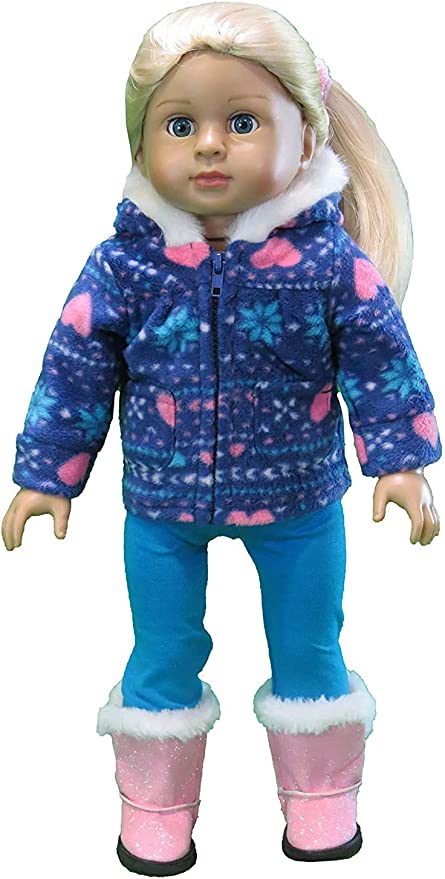 American Fashion World Blue and Pink Snowflake Pant Set Compatible with 18 inch Dolls Such as American Girl Dolls