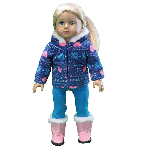 American Fashion World Blue and Pink Snowflake Pant Set Compatible with 18 inch Dolls Such as American Girl Dolls