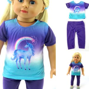 18 inch doll unicorn pajamas fits American Girl Doll clothes
