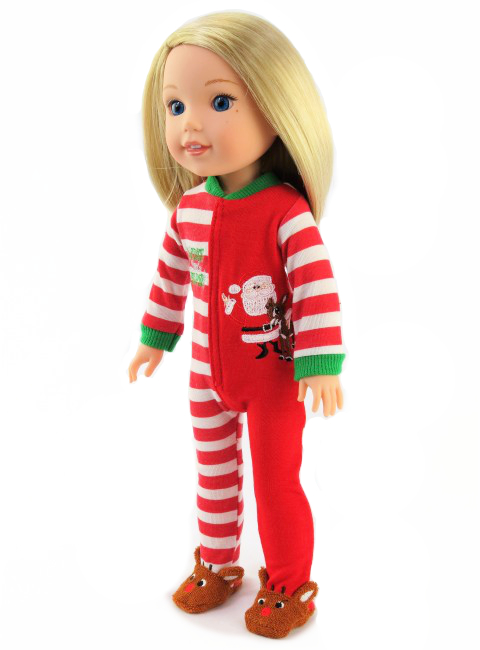 14.5 doll clothes welliewishers santa's helper pajamas
