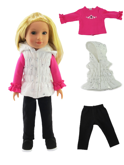 14.5 doll white star vest outfit for wellie wisher