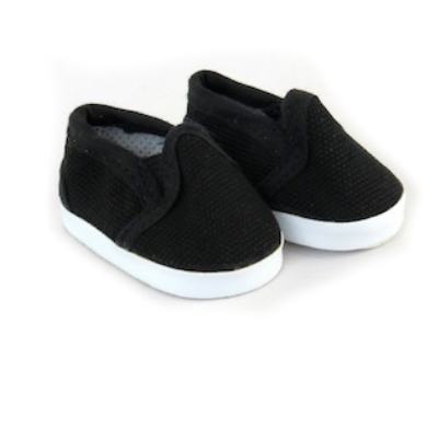 fits 14.5" Wellie Wishers dolls black canvas slip on sneakers