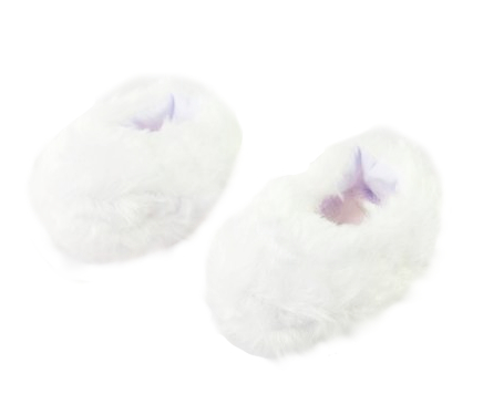 18" doll size fuzzy white slippers