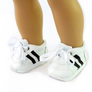 18 inch boy doll white sneakers with black stripes